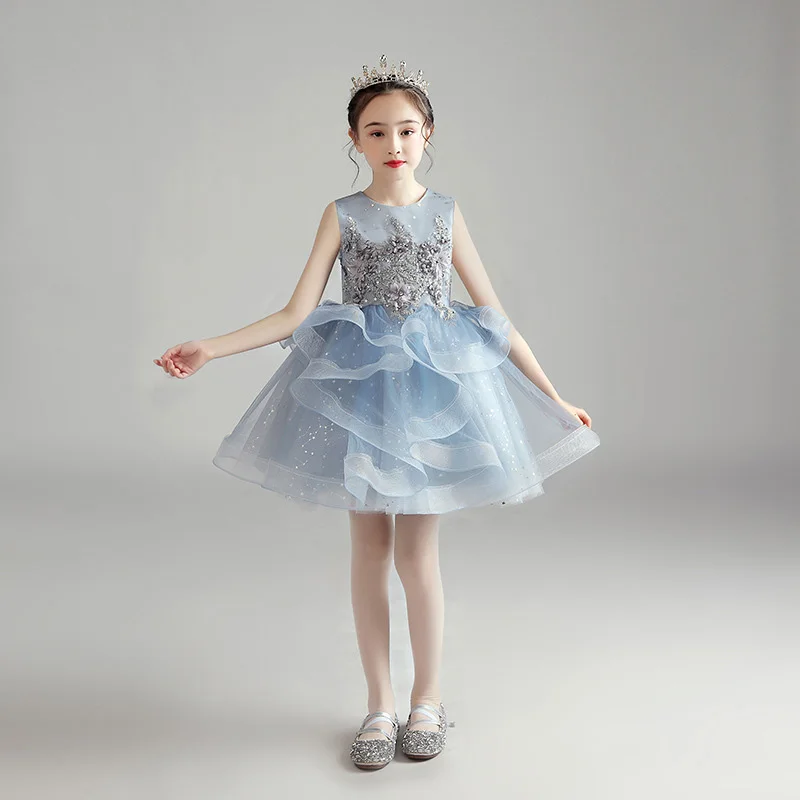 Eight-year-old children's birthday catwalk dress Blue gauze children's Day show fashionable high-end dress dress children's show
Eight-year-old children's birthday catwalk dress Blue gauze children's Day show fashionable high-end dress dress children's show