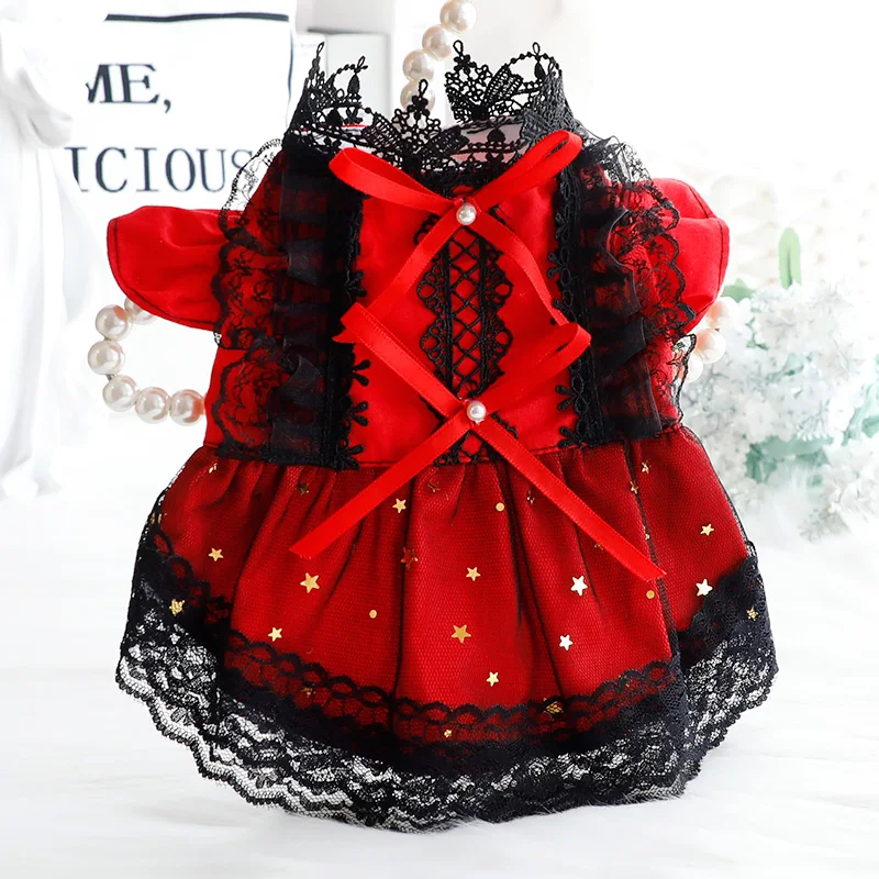 Fashion Cute Lolita Pet Dog Clothes Handmade Cotton Red Black Lace Princess Dresses For Small Medium Dog Puppy Coat Poodle Teddy
Fashion Cute Lolita Pet Dog Clothes Handmade Cotton Red Black Lace Princess Dresses For Small Medium Dog Puppy Coat Poodle Teddy