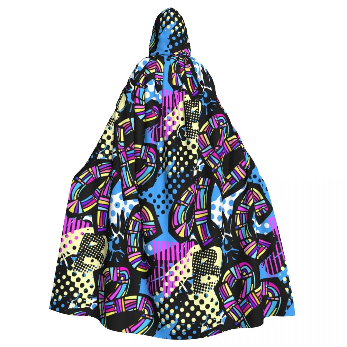 

Abstract Geometrical Hooded Cloak Polyester Unisex Witch Cape Costume Accessory