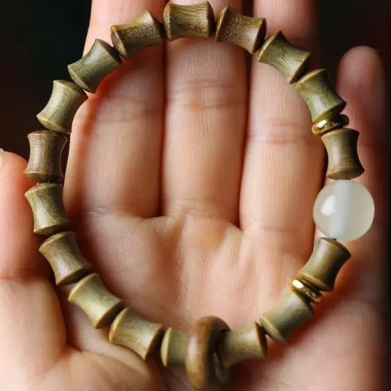 Браслет из сандалового дерева SNQPGreen, бамбуковые шарнирные бусины, молитва Будды из дерева, сандалового дерева для мужчин и женщин 
Браслет из сандалового дерева SNQPGreen, бамбуковые шарнирные бусины, молитва Будды из дерева, сандалового дерева для мужчин и женщин