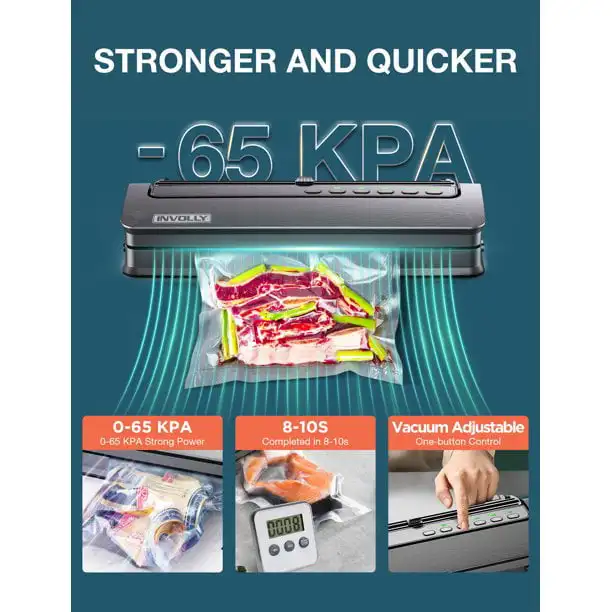 in 1 Vacuum Sealer , 65Kpa Automatic Food Sealer with 6 Modes for Food Preservation, Food Sealer with External Vacuum System, I
in 1 Vacuum Sealer , 65Kpa Automatic Food Sealer with 6 Modes for Food Preservation, Food Sealer with External Vacuum System, I