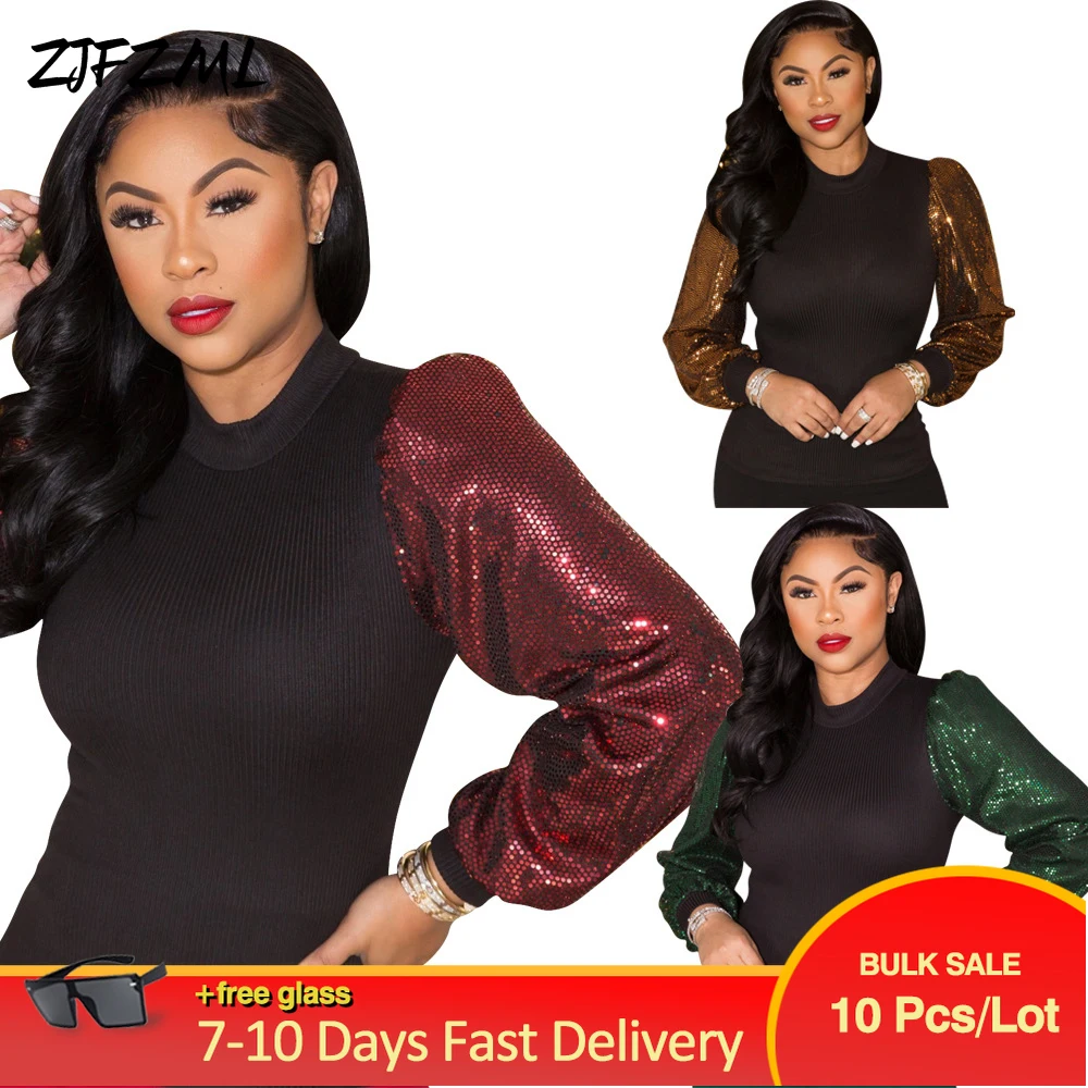 Bulk Items Wholesale Lots Office Lady Women's Stretch Bodycon T-shirts Trendy Sexy Ribbed Fabric Bronzing Full Sleeve Party Top
Bulk Items Wholesale Lots Office Lady Women's Stretch Bodycon T-shirts Trendy Sexy Ribbed Fabric Bronzing Full Sleeve Party Top