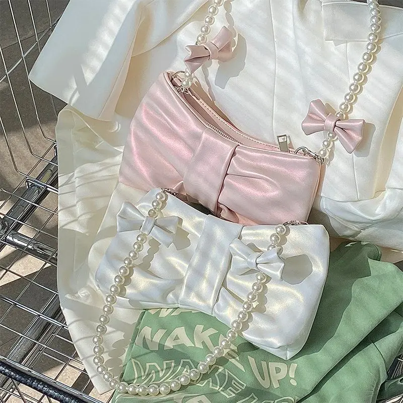 Girls Pearl Bow Cute Underarm Bag Fairy Women's Small Pink Shoulder Bag Soft PU Leather Female Pearlescent Clutch Purse Handbags
Girls Pearl Bow Cute Underarm Bag Fairy Women's Small Pink Shoulder Bag Soft PU Leather Female Pearlescent Clutch Purse Handbags