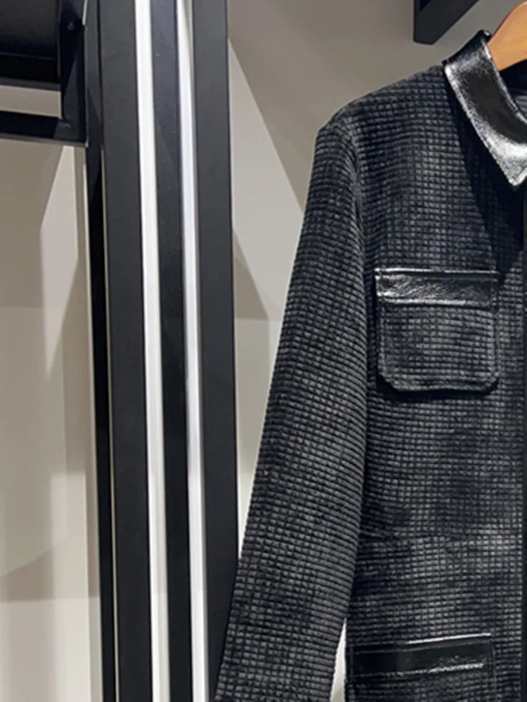 Женское твидовое платье-мини из искусственной кожи, однотонное Повседневное платье с отложным воротником и длинным рукавом
Женское твидовое платье-мини из искусственной кожи, однотонное Повседневное платье с отложным воротником и длинным рукавом