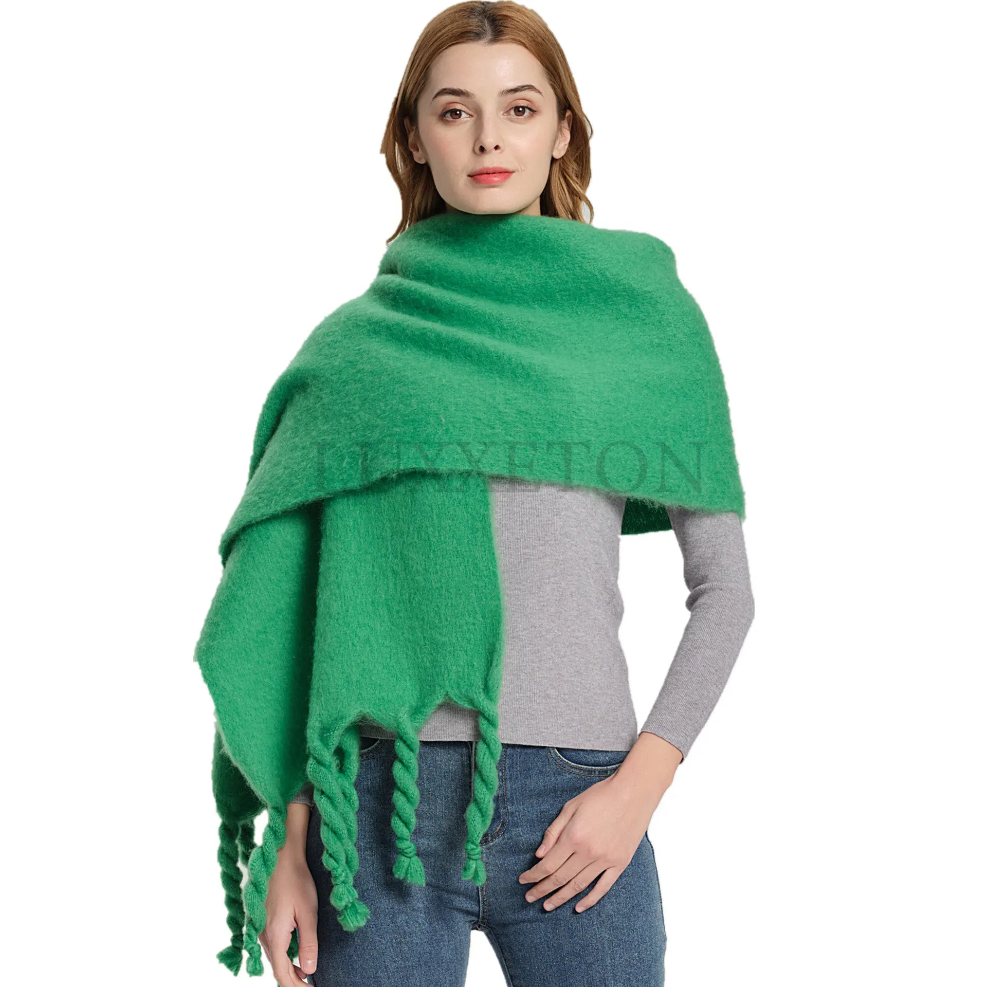 

Зимний шарф, Женская кашемировая накидка, теплая Пашмина, однотонный платок, женские шарфы, повязки, толстое мягкое одеяло, шаль с большими к...