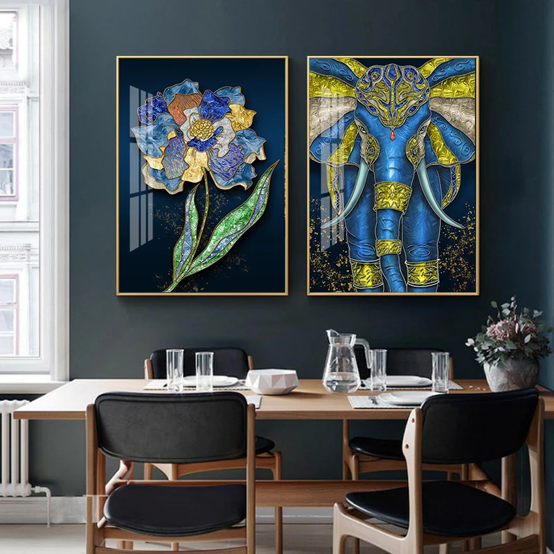 Nordic Elephant Abstract Color Flowers Luxury Canvas Poster Print Wall Art blue Painting Picture For Living Room Home Decor 
Nordic Elephant Abstract Color Flowers Luxury Canvas Poster Print Wall Art blue Painting Picture For Living Room Home Decor