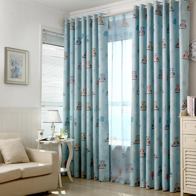 Children's room boys and girls curtains rustic style blackout cloth living room bedroom bay window owl cartoon pattern 
Children's room boys and girls curtains rustic style blackout cloth living room bedroom bay window owl cartoon pattern