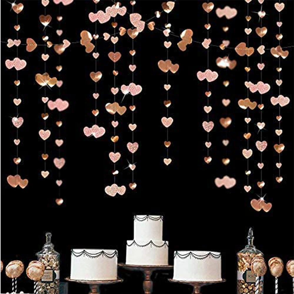 Metallic Paper Double Love Heart Garlands Small Hearts Mini Love Shape Heart Wedding Streamer Banner for Anniversary Decorations 
Metallic Paper Double Love Heart Garlands Small Hearts Mini Love Shape Heart Wedding Streamer Banner for Anniversary Decorations