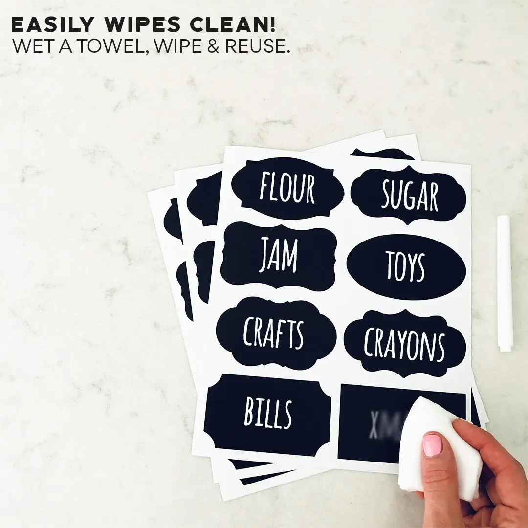 Waterproof Erasable Blackboard Sticker Craft Kitchen Jars Organizer Labels Chalkboard Sticker Black Board Decor with Marker Pen
Waterproof Erasable Blackboard Sticker Craft Kitchen Jars Organizer Labels Chalkboard Sticker Black Board Decor with Marker Pen