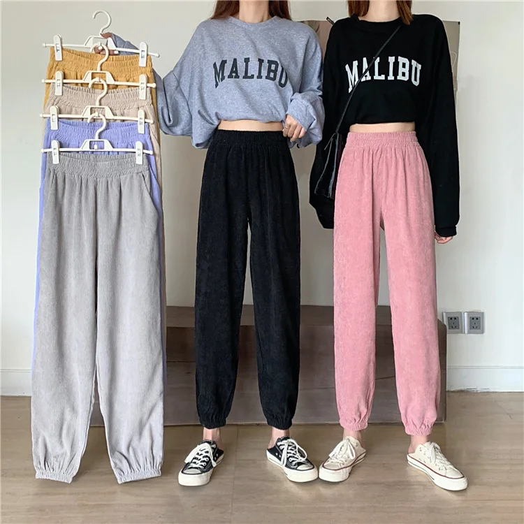 Korean Harajuku Casual Sports Trousers Women High Waist Solid Color Trousers 2021 Fall New Style All-match Loose Corduroy Pants
Korean Harajuku Casual Sports Trousers Women High Waist Solid Color Trousers 2021 Fall New Style All-match Loose Corduroy Pants