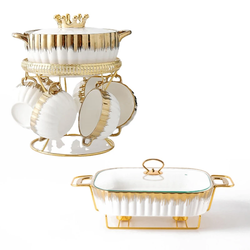 European New Creative Ceramic Painted Gold Can Be Heated Alcohol Stove Soup Pot Set Home Practical Business Gift Soup Pot Set
European New Creative Ceramic Painted Gold Can Be Heated Alcohol Stove Soup Pot Set Home Practical Business Gift Soup Pot Set