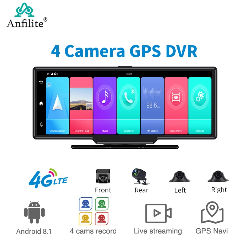 

10.26 Inch Car DVR 4G dash cam for car Video Recorder 4 camera 360° Panoramic GPS Navigation ADAS Parking monitoring Android 8.1