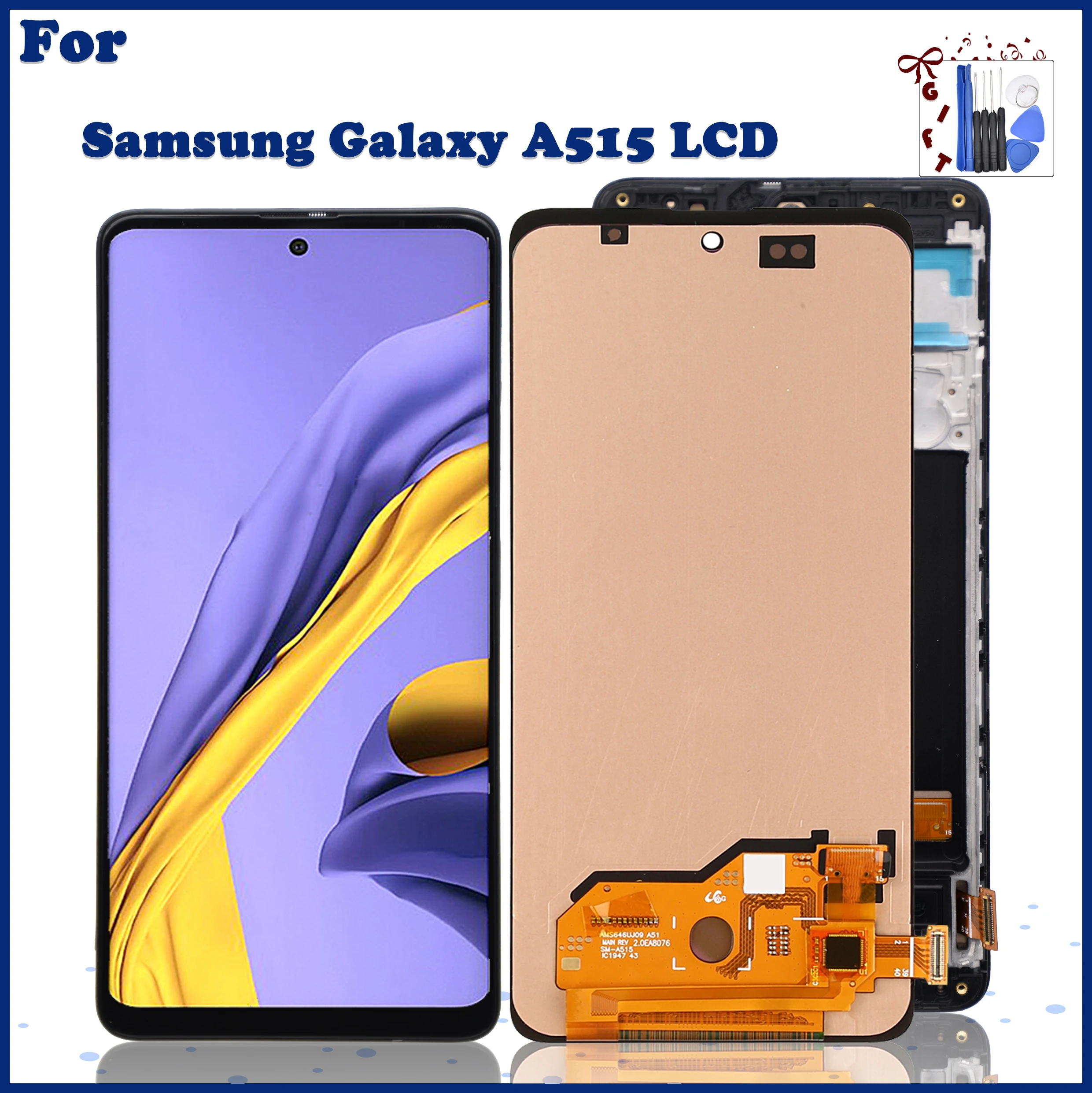 

Original AMOLED 6.5"For Samsung Galaxy A51 A515 LCD Display Touch Screen Digitizer Assembly For SM-A515F A515F/DS A515FD+Frame