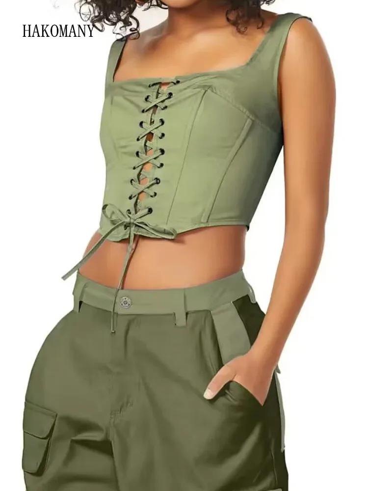2023 Women Summer Corset Tanks Sexy Cross Lacing up Bandage Bow Front Zipper Back Slim Camisole Retro Y2K Style Crop Top
2023 Women Summer Corset Tanks Sexy Cross Lacing up Bandage Bow Front Zipper Back Slim Camisole Retro Y2K Style Crop Top