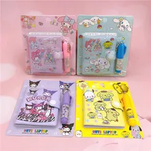 4Pcs Sanrio Notebook Journal My Melody Kuromi Cinnamoroll Kawaii MIini Portable Ledger School Supplies Stationery Gift