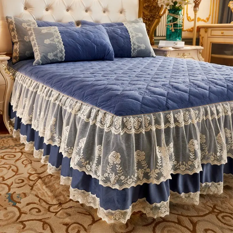 Gray Beige Luxury Velvet Bedspread Thick Home Wedding Bed Skirt Bed Sheets Embroidery Cotton Lace Pillowcase Bed Spreads
Gray Beige Luxury Velvet Bedspread Thick Home Wedding Bed Skirt Bed Sheets Embroidery Cotton Lace Pillowcase Bed Spreads