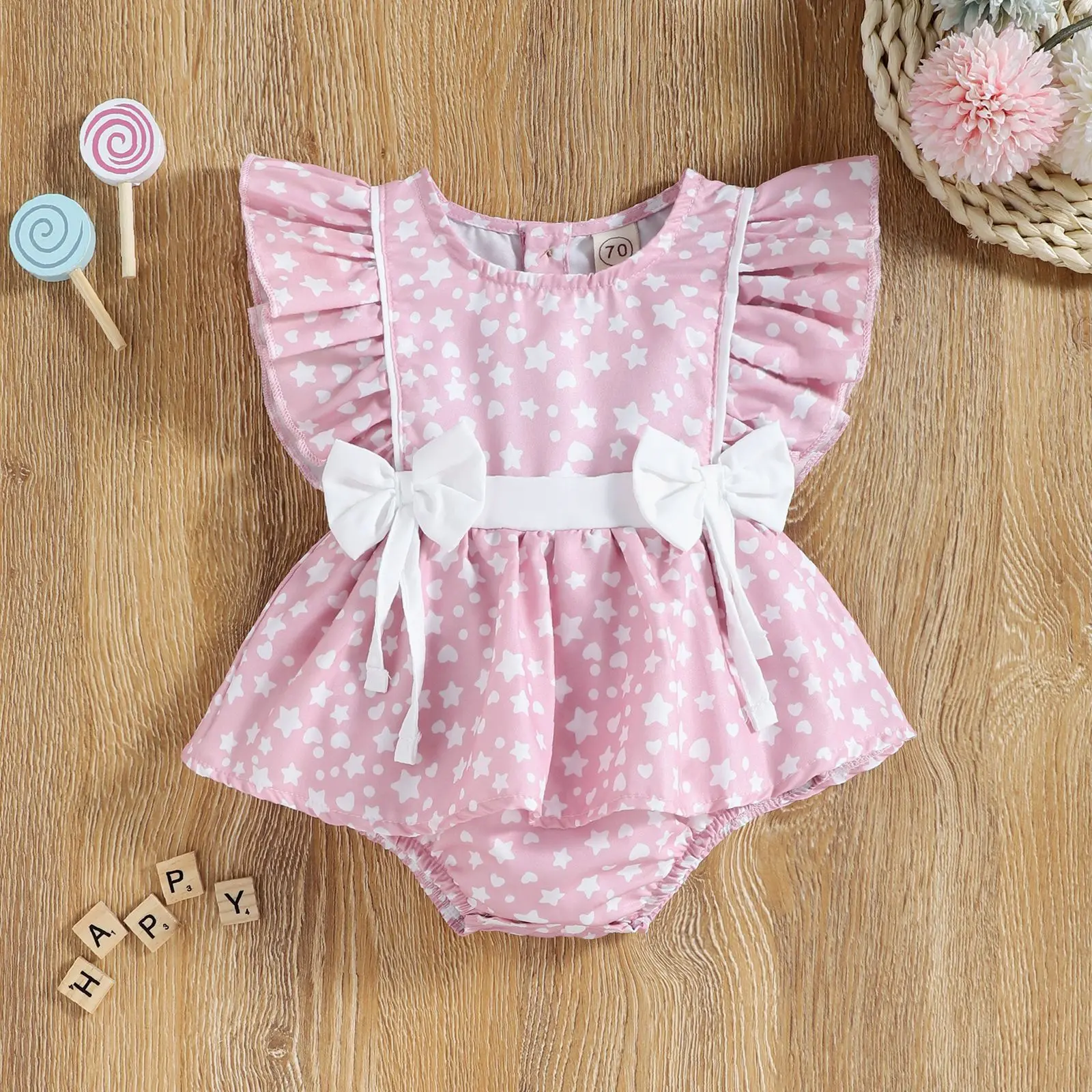 Children Casual Romper Baby Girl Clothes Toddler Stars Print Flying Sleeve Bodysuit Infant Solid Blue And Pink Vest Jumpsuit
Children Casual Romper Baby Girl Clothes Toddler Stars Print Flying Sleeve Bodysuit Infant Solid Blue And Pink Vest Jumpsuit