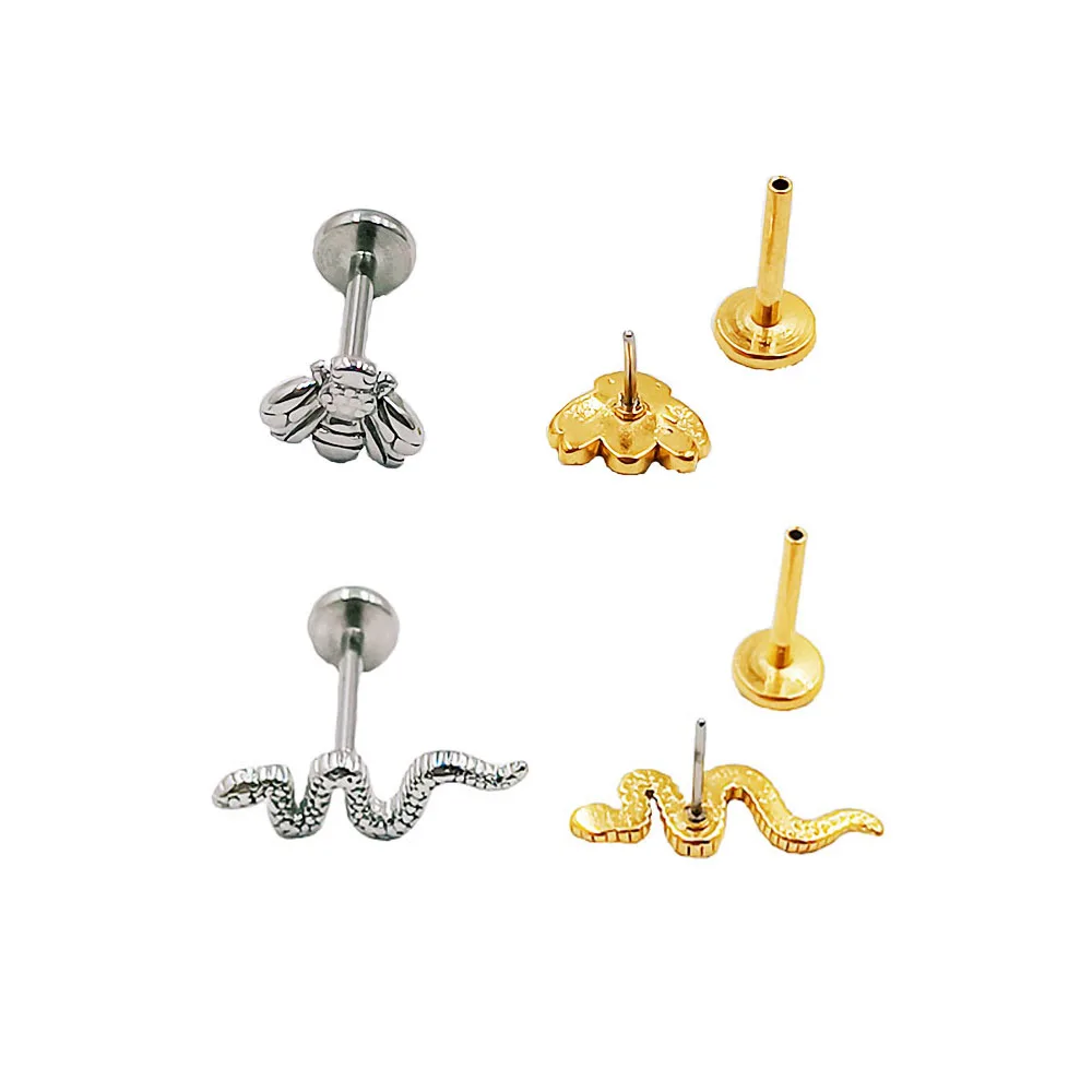 Snake Bee Threadless Labret Studs Cartilaged Earrings Push Pin Lip Piercing 316 Stainless Steel 16G 18G 20G
Snake Bee Threadless Labret Studs Cartilaged Earrings Push Pin Lip Piercing 316 Stainless Steel 16G 18G 20G