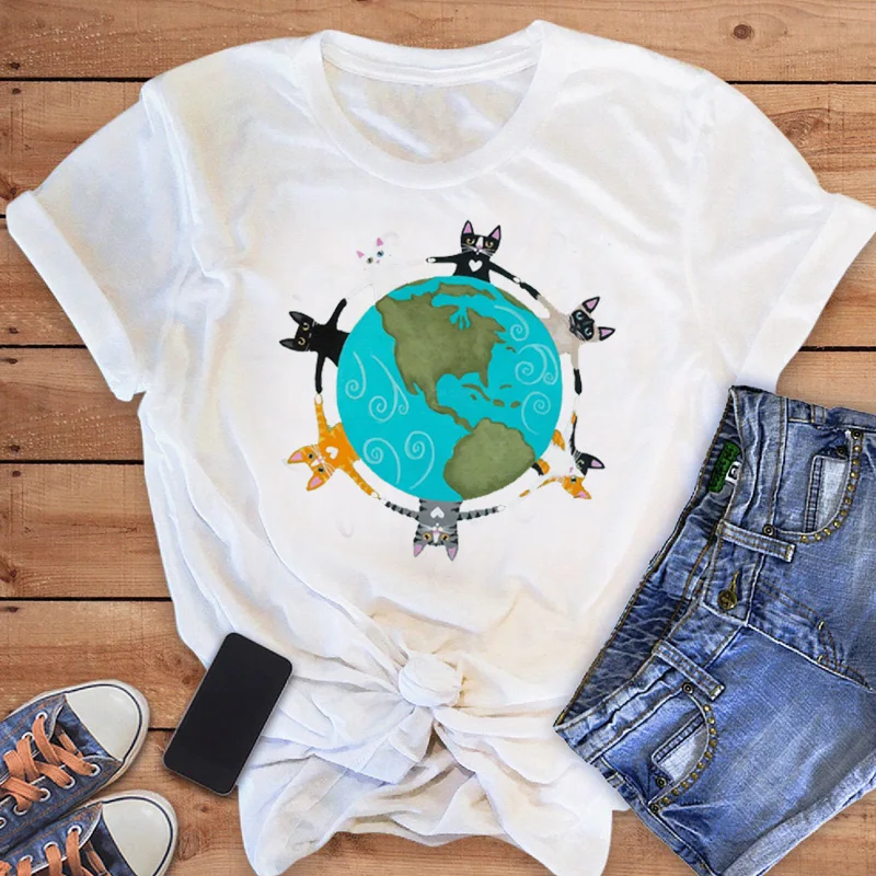 Summer Fashion T-shirt Cartoon Earth Print New 90s Trend T-shirt Short-sleeved Clothes Casual Ladies Print Women's Graphic Tops
Summer Fashion T-shirt Cartoon Earth Print New 90s Trend T-shirt Short-sleeved Clothes Casual Ladies Print Women's Graphic Tops