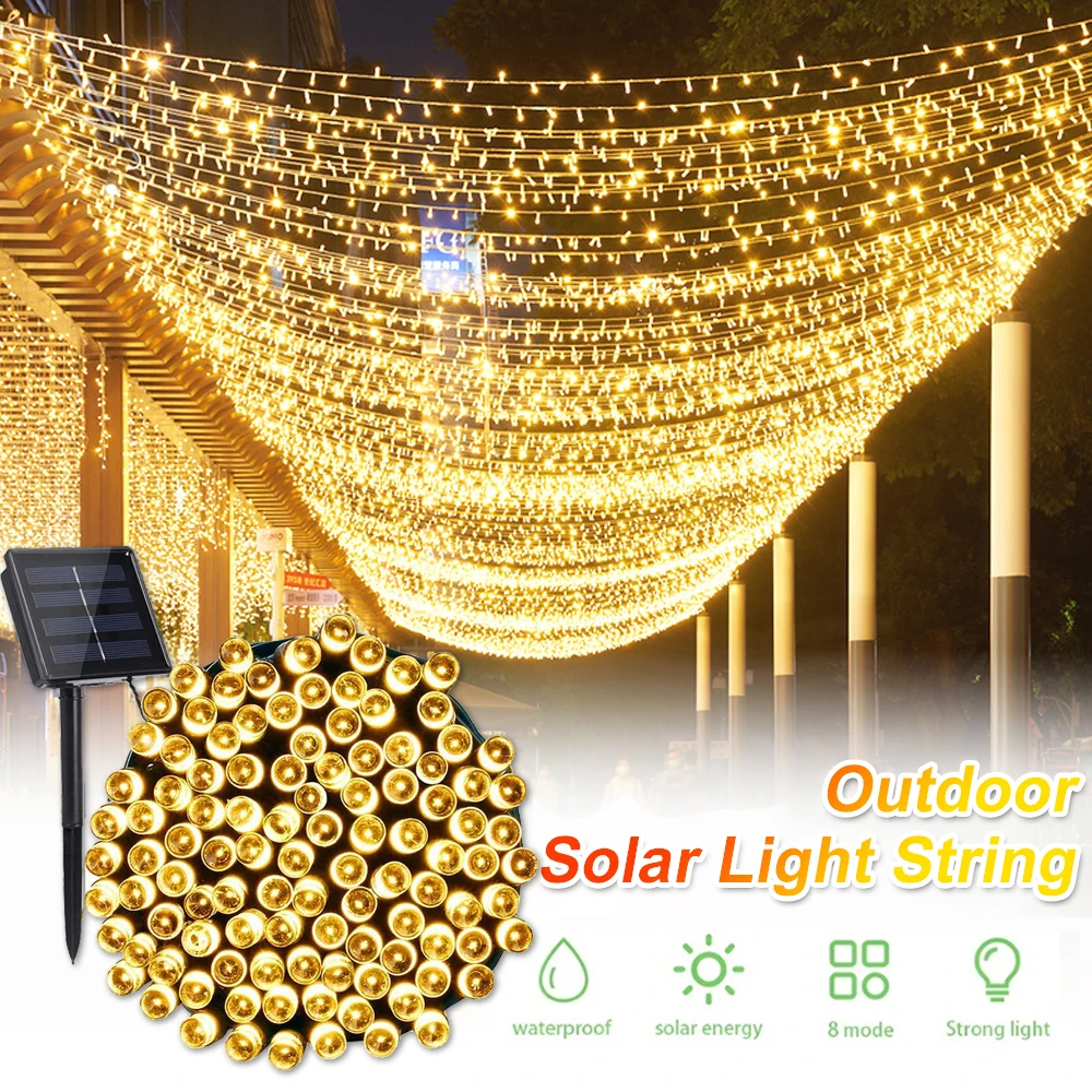 LED Solar String Lights Waterproof Bright Outdoor String Fairy Lights with 8-Mode for Party Wedding Garden Courtyard Xmas Decor
LED Solar String Lights Waterproof Bright Outdoor String Fairy Lights with 8-Mode for Party Wedding Garden Courtyard Xmas Decor