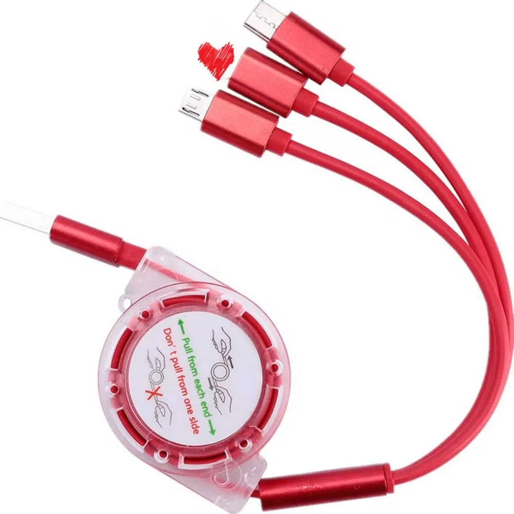 Multi functional 3 in 1 USB Cable Durable Fast Charging Cable Retractable Universal Phone Cable for IPhone And Android
Multi functional 3 in 1 USB Cable Durable Fast Charging Cable Retractable Universal Phone Cable for IPhone And Android