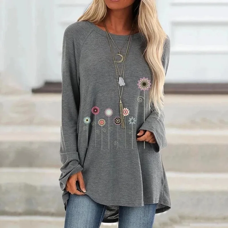 Women's Fashion Autumn and Winter Clothes Casual O-neck Long Sleeve Tops Ladies Loose T-shirts Cotton Floral Printed
Women's Fashion Autumn and Winter Clothes Casual O-neck Long Sleeve Tops Ladies Loose T-shirts Cotton Floral Printed
