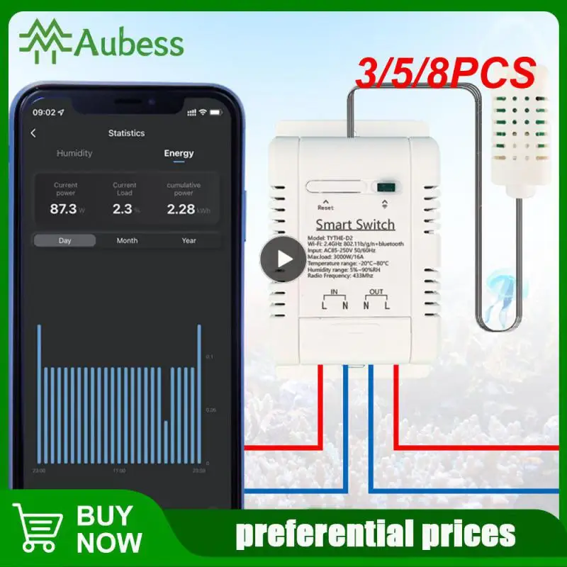 3/5/8PCS With Alexa Google Home Wifi Smart Switch 16a Smart Temperature And Humidity Sensor App Remote Control
3/5/8PCS With Alexa Google Home Wifi Smart Switch 16a Smart Temperature And Humidity Sensor App Remote Control