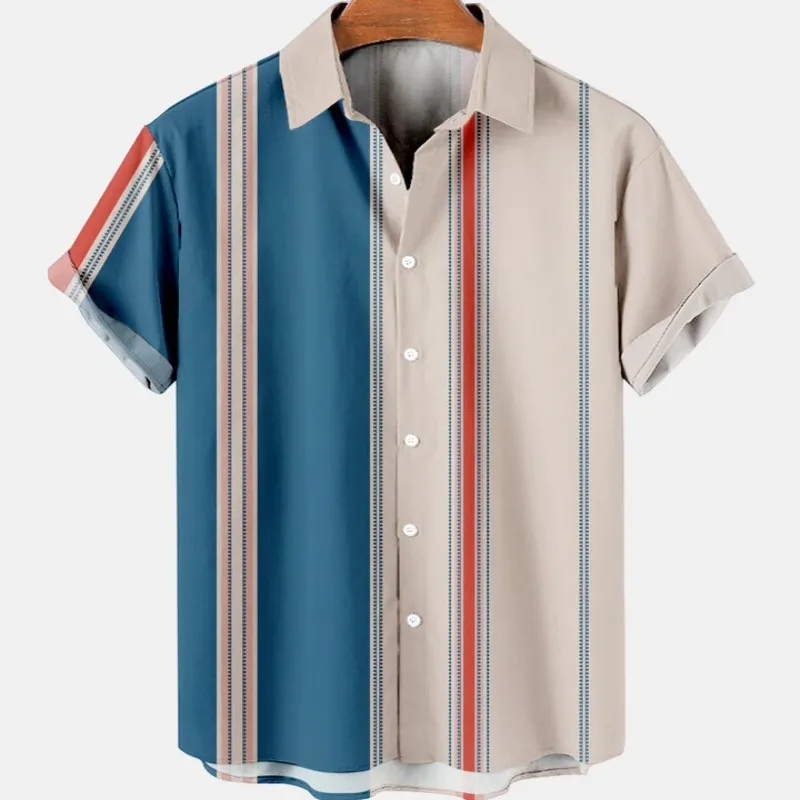 Mens Striped Graphic Print Turn Down Collar Shirts Casual Summer Short Sleeve Blouse Clothing Male's Tops
Mens Striped Graphic Print Turn Down Collar Shirts Casual Summer Short Sleeve Blouse Clothing Male's Tops