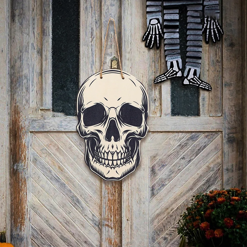 Halloween Wooden Door Plate With Ornaments Skull Pumpkin Hanging Holiday Witch Doorplate Wood Handicraft Pendant Decoration
Halloween Wooden Door Plate With Ornaments Skull Pumpkin Hanging Holiday Witch Doorplate Wood Handicraft Pendant Decoration