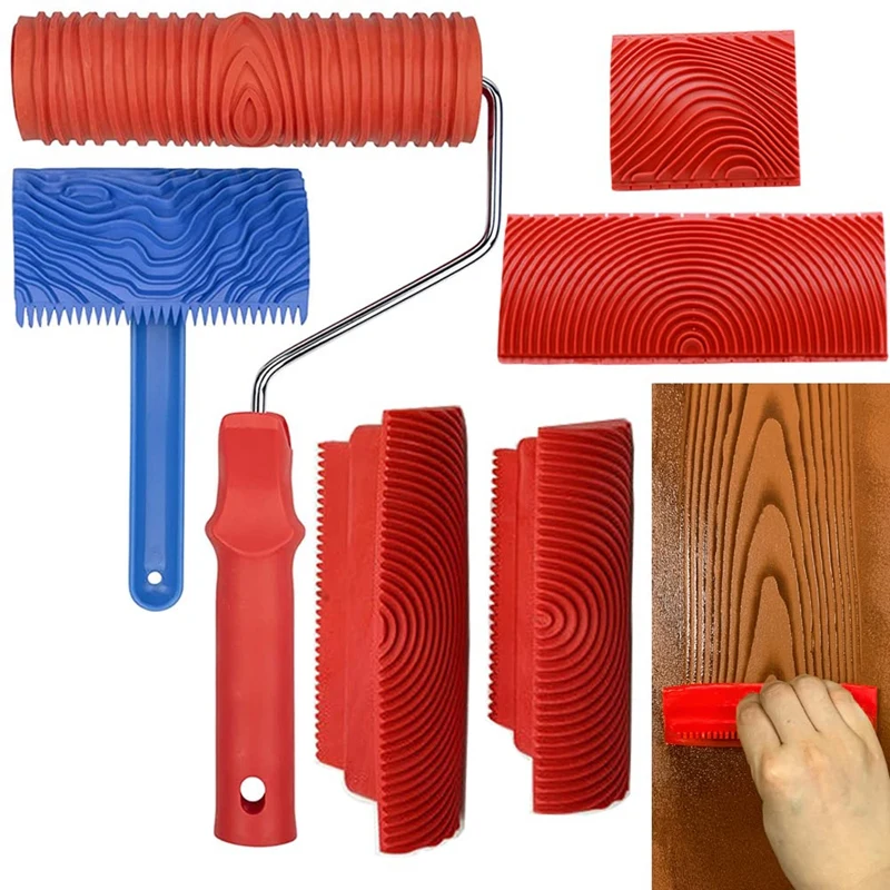 

Wood Grain Tool Set, 6Pcs 7 Inch Graining Painting Tool Wood Texture Paint Roller Wood Pattern Tools For Wall Room Art