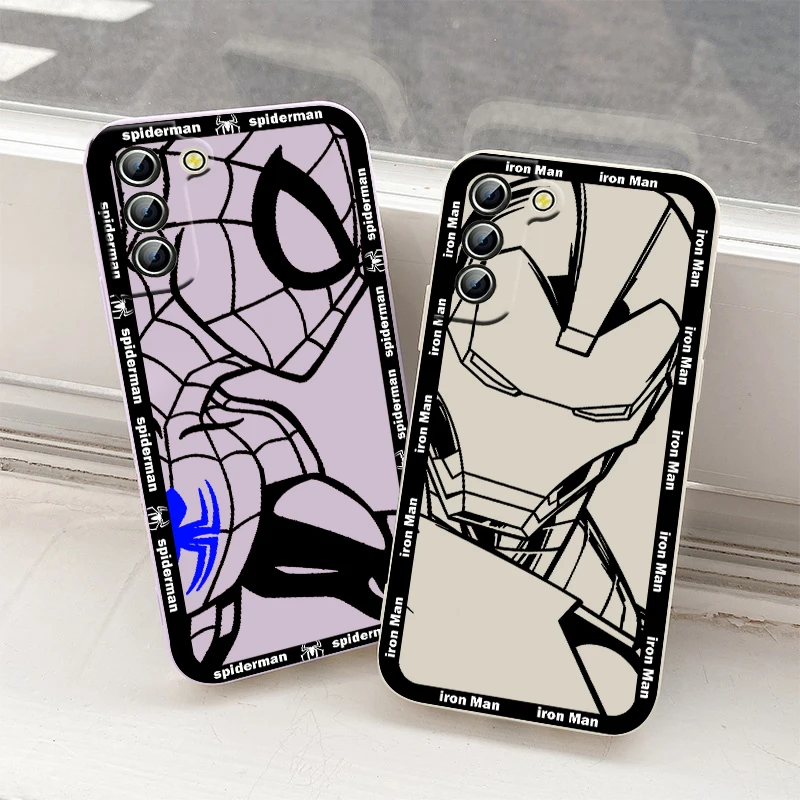 

Superhero spider man iron man Phone Case For Samsung Galaxy S22 S21 S20 Pro FE S10 Note 20 10 Plus Ultra Liquid Rope Cover
