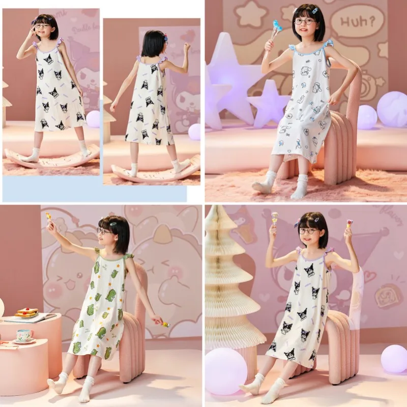 Summer Kawaii Sanrio Kuromi Children's Pajamas Anime Cartoon Cute Cinnamoroll Women's Without Sleeve Dress Loose Nightdre Gift
Summer Kawaii Sanrio Kuromi Children's Pajamas Anime Cartoon Cute Cinnamoroll Women's Without Sleeve Dress Loose Nightdre Gift