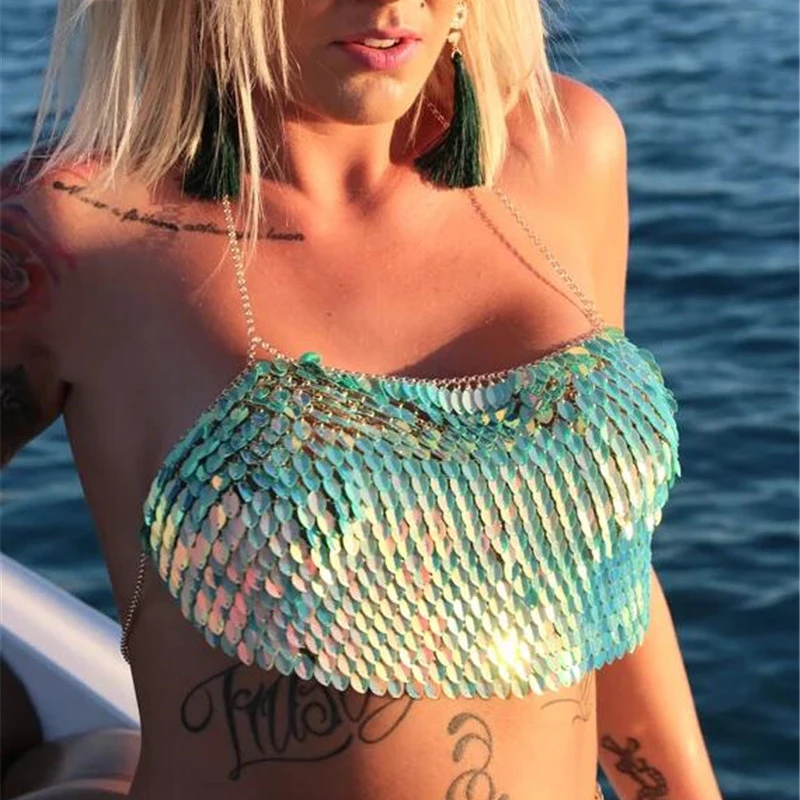 Women Boho Sexy Crop Top Sequins Backless Tank Camis Halter Chain Off Shoulder Summer Beach Party Club Rave Festival Camisole
Women Boho Sexy Crop Top Sequins Backless Tank Camis Halter Chain Off Shoulder Summer Beach Party Club Rave Festival Camisole