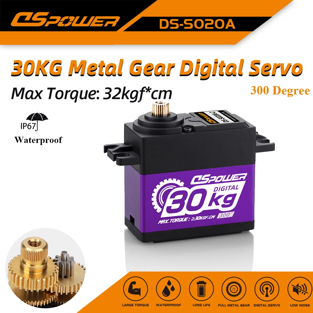 DSpower 30KG 300 Degree Waterproof Digital Servo Metal Gear for RC Car 1/8 1/10 TRX4 TRX6 Scx10 Arrma 104001 Slash Maxx Model
DSpower 30KG 300 Degree Waterproof Digital Servo Metal Gear for RC Car 1/8 1/10 TRX4 TRX6 Scx10 Arrma 104001 Slash Maxx Model