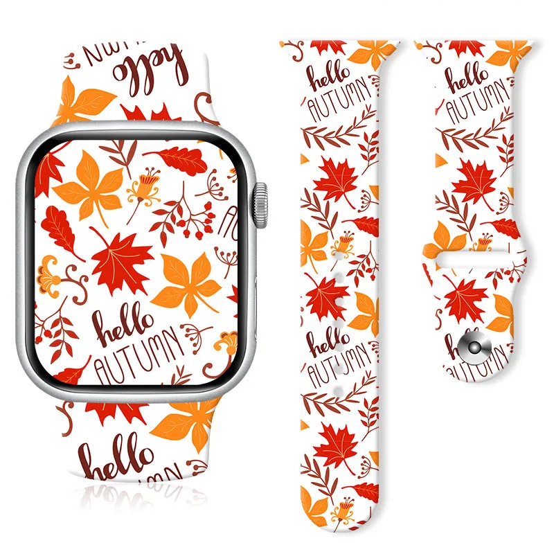 Thanksgiving Day Series Printed Silicone Strap For Apple Watch Band 7/6/5/4/3/2/1 SE 8 38/40/41mm 42/44/45/49mm Fashion Bracelet
Thanksgiving Day Series Printed Silicone Strap For Apple Watch Band 7/6/5/4/3/2/1 SE 8 38/40/41mm 42/44/45/49mm Fashion Bracelet