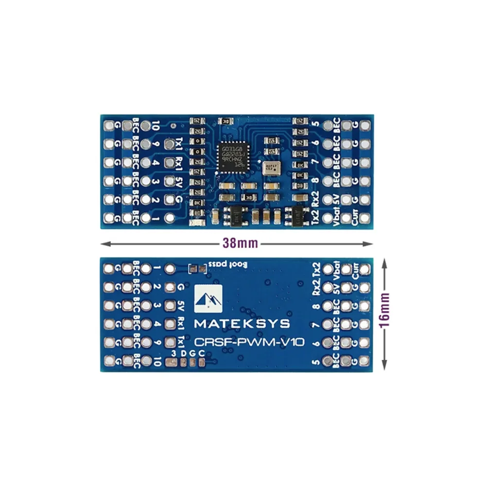 MATEK CRSF-PWM-V10 CRSF-PWM конвертер с вариометром 10CH PWM выход для радиоуправляемого приемника TBS CRSF протокол 433 МГц 915 МГц 2,4 ГГц
MATEK CRSF-PWM-V10 CRSF-PWM конвертер с вариометром 10CH PWM выход для радиоуправляемого приемника TBS CRSF протокол 433 МГц 915 МГц 2,4 ГГц