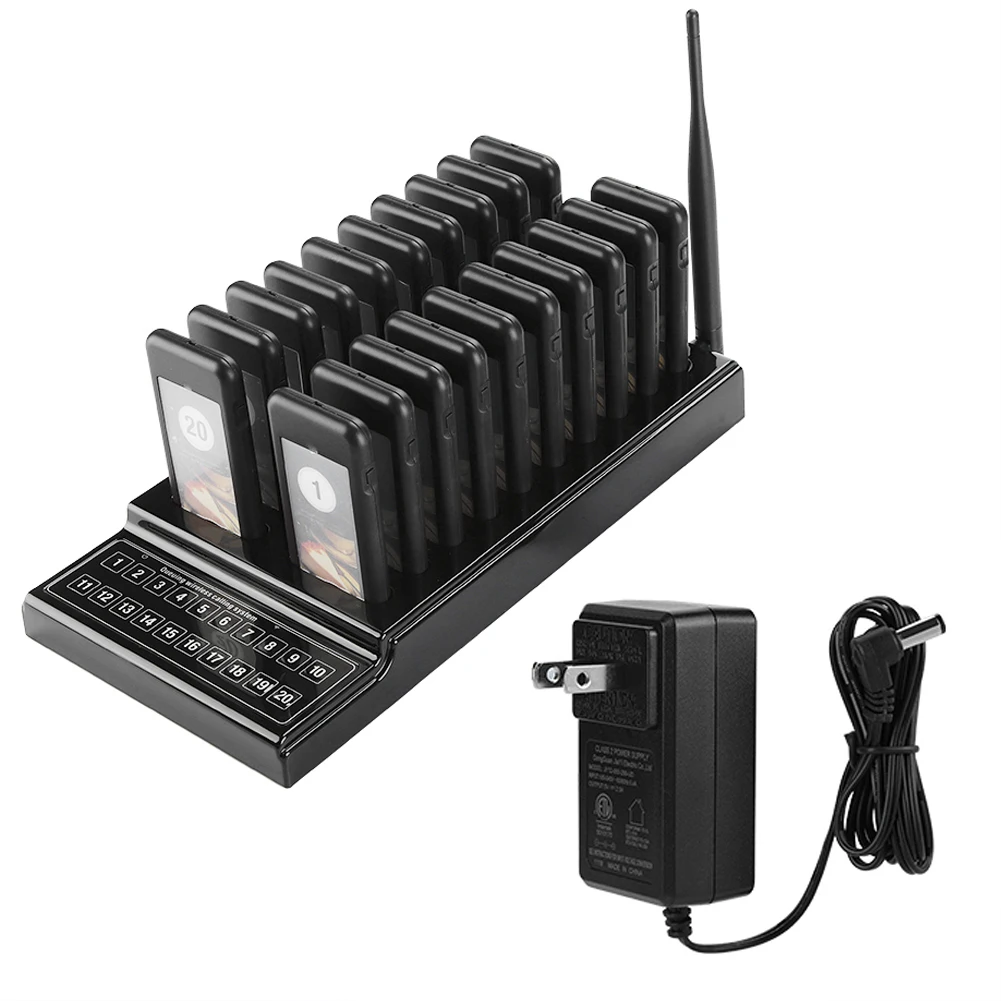 20 Channels Guest Paging System 107dBm High Sensitivity Wireless Queue Calling System US Plug 100‑240V 
20 Channels Guest Paging System 107dBm High Sensitivity Wireless Queue Calling System US Plug 100‑240V