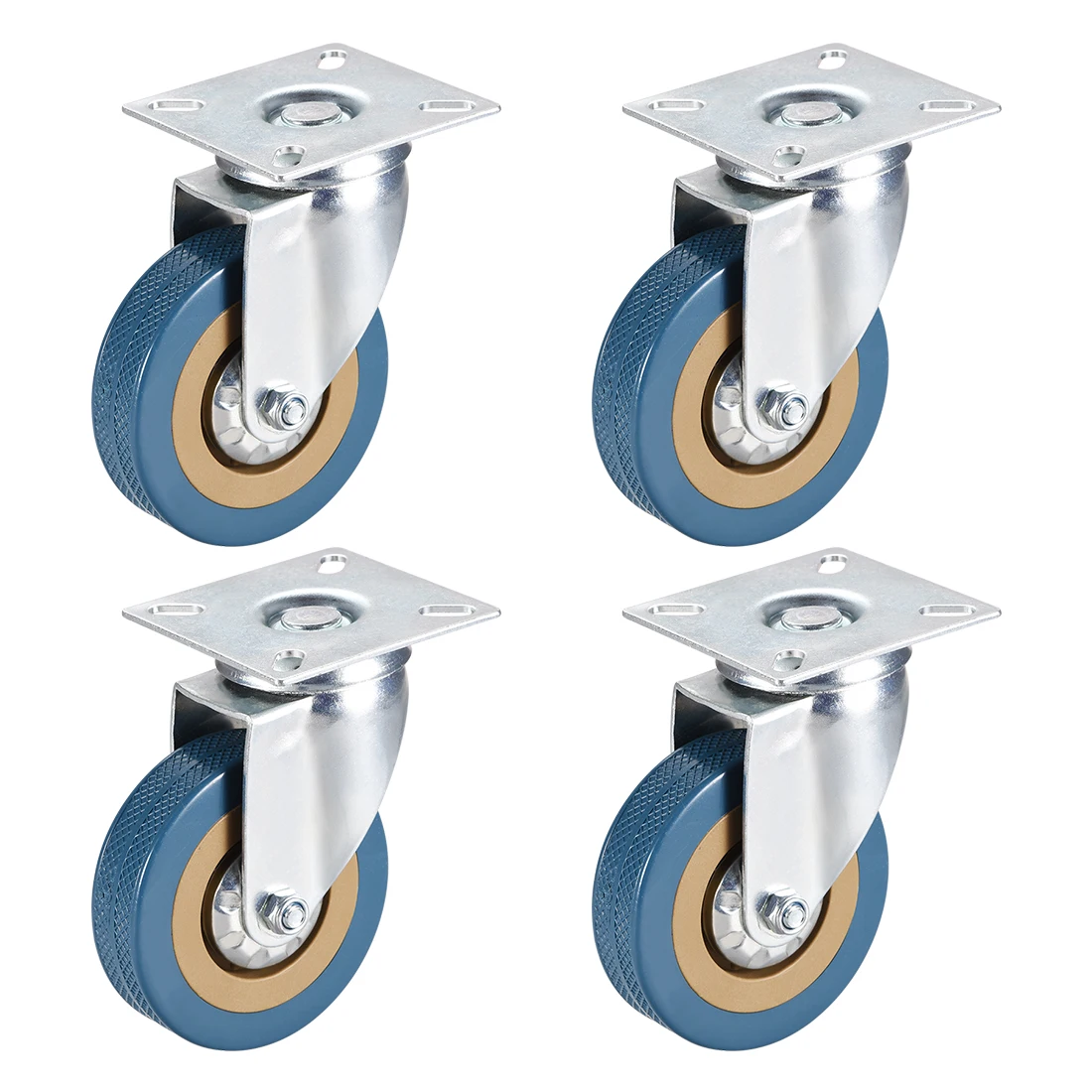 

4pcs Swivel Furniture Caster Wheels 4" PVC with 360 Degree Top Plate 99LBS Capacity PVC Caster for Furniture Carts Workbench