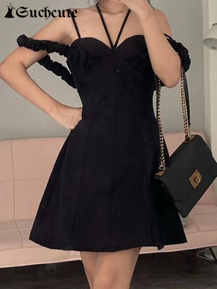 SUCHCUTE Elegant Bandage Mini Dress For Women Korean Fashion Solid Skinny Party Dress Harajuku Summer V Neck Slim Black Clothes
SUCHCUTE Elegant Bandage Mini Dress For Women Korean Fashion Solid Skinny Party Dress Harajuku Summer V Neck Slim Black Clothes