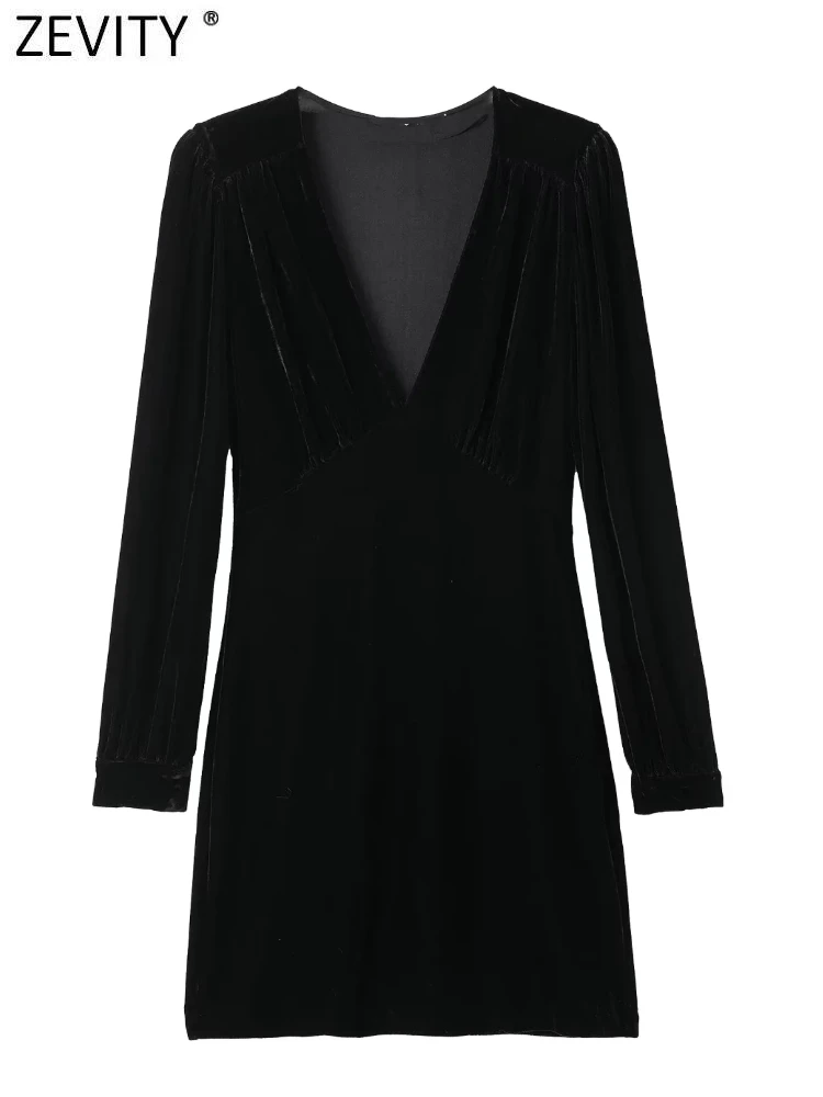 Zevity New Women Fashion Pleats V Neck Long Sleeve Black Velvet Mini Dress Female Chic Side Zipper Slim Party Vestidos DS2820
Zevity New Women Fashion Pleats V Neck Long Sleeve Black Velvet Mini Dress Female Chic Side Zipper Slim Party Vestidos DS2820