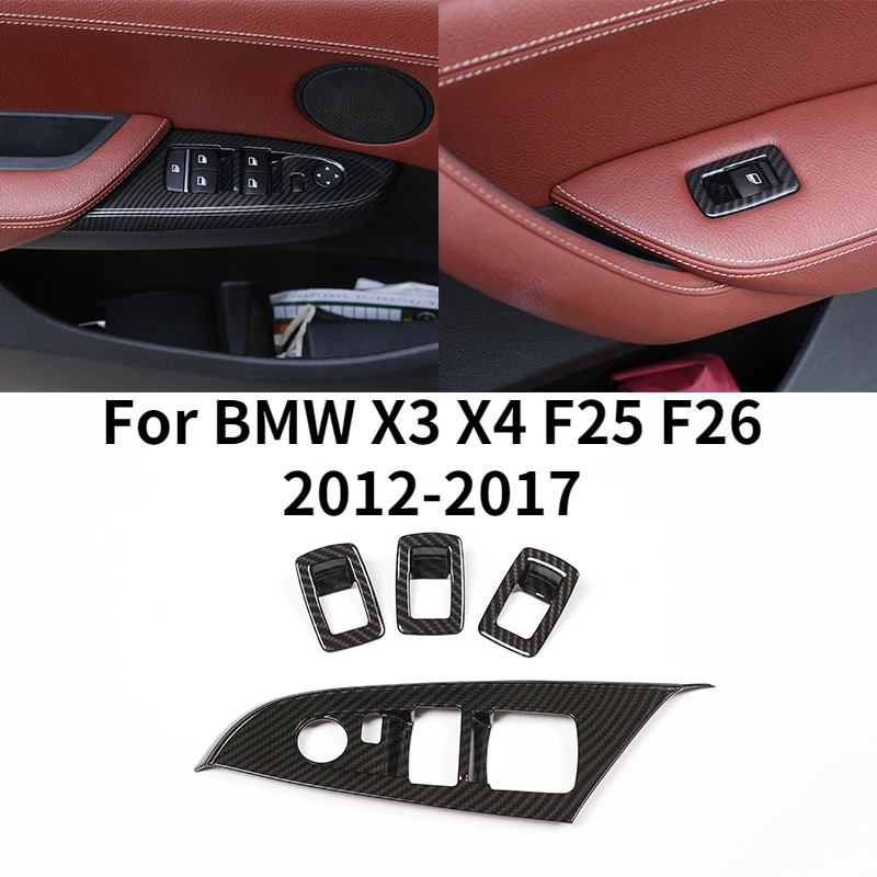 For BMW X3 X4 F25 F26 2012-2017 Car Accessories 4 Pcs Carbon Fiber ABS Window Button Switch Frame Trim
For BMW X3 X4 F25 F26 2012-2017 Car Accessories 4 Pcs Carbon Fiber ABS Window Button Switch Frame Trim