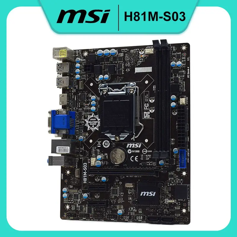 MSI H81M-S03 Motherboard 1150 Motherboard DDR3 Intel H81 H81M Support Xeon E3-1231 v3 Cpus PCI-E X16 VGA SATA3 USB3.0 ATX
MSI H81M-S03 Motherboard 1150 Motherboard DDR3 Intel H81 H81M Support Xeon E3-1231 v3 Cpus PCI-E X16 VGA SATA3 USB3.0 ATX