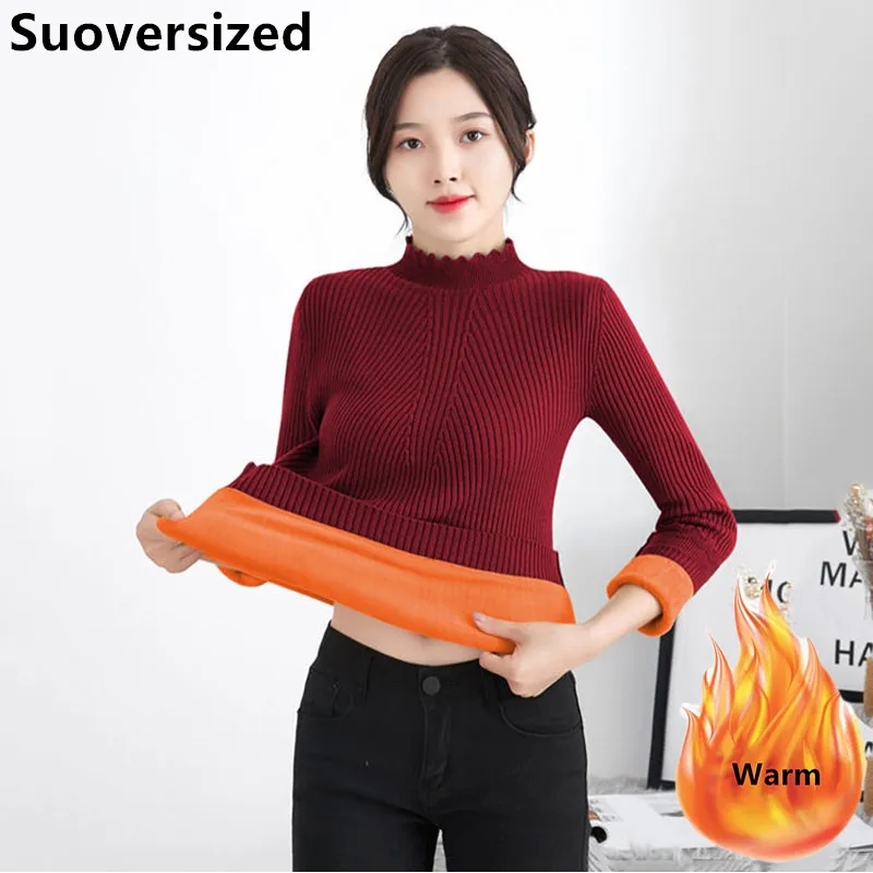 Women's Plus Velvet Bottoming Sweaters Winter Turtleneck Warm Thicken Long Sleeve Knitted Pullover Korean Casual Slim Blouse
Women's Plus Velvet Bottoming Sweaters Winter Turtleneck Warm Thicken Long Sleeve Knitted Pullover Korean Casual Slim Blouse