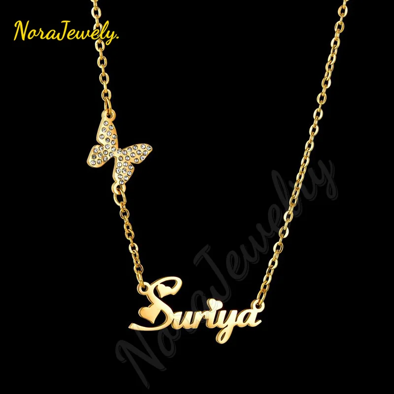 NORAJewelry Customized Butterfly Necklace Stainless Steel Name Necklace Personalized Letter Choker Crystal Pendant NameplateGift
NORAJewelry Customized Butterfly Necklace Stainless Steel Name Necklace Personalized Letter Choker Crystal Pendant NameplateGift