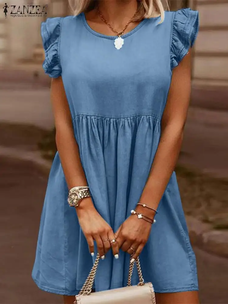 ZANZEA Fashion Denim Tank Dress Summer Sleeveless Solid Dresses Women Holiday Beach Sundress Casual Beach Ruffles Midi Robe 2023
ZANZEA Fashion Denim Tank Dress Summer Sleeveless Solid Dresses Women Holiday Beach Sundress Casual Beach Ruffles Midi Robe 2023