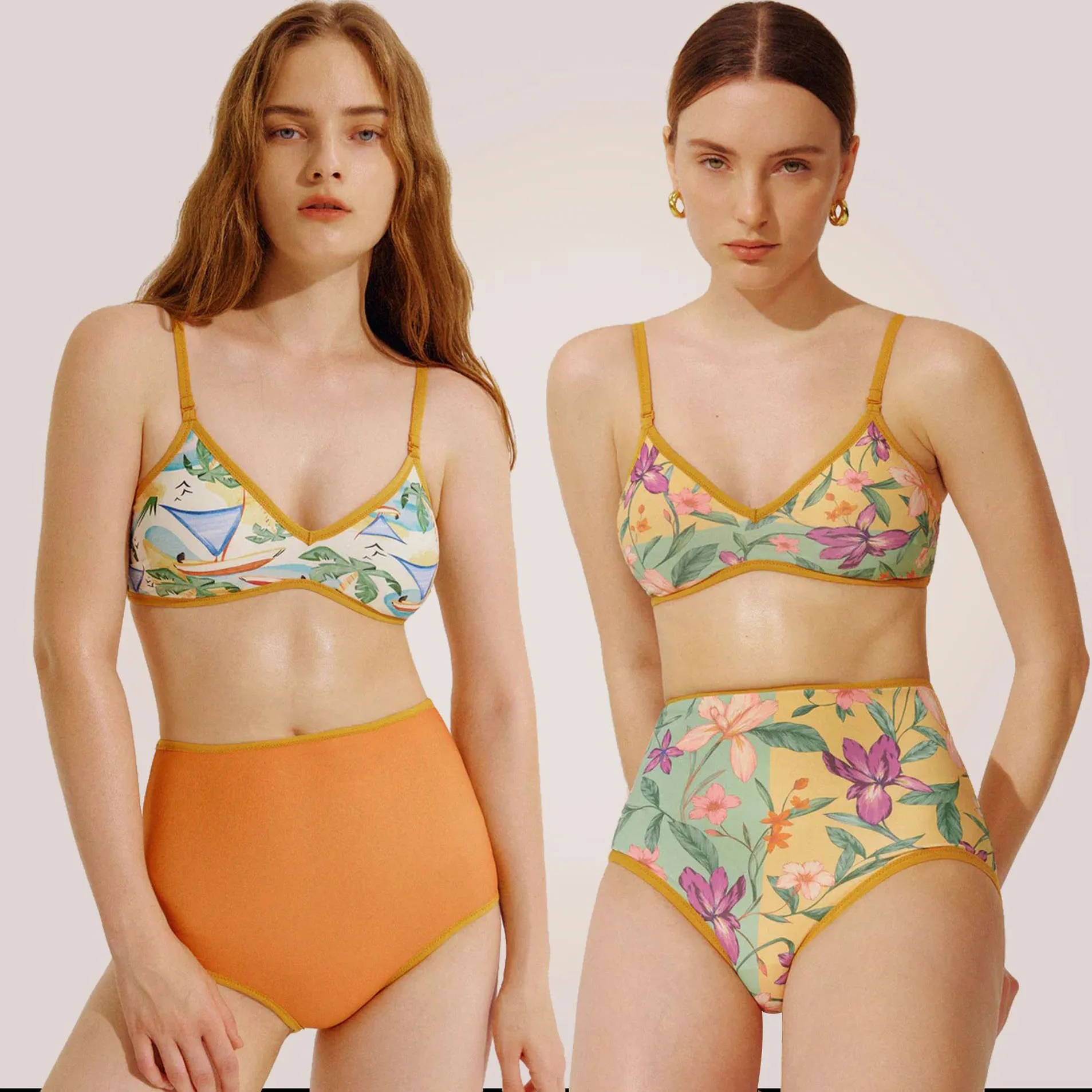 2023 Luxury Brand Reversible Vintage Swimsuit Women's Flower Print Beach Leisure Bikini Winter Hot Spring Orange Swimwear
2023 Luxury Brand Reversible Vintage Swimsuit Women's Flower Print Beach Leisure Bikini Winter Hot Spring Orange Swimwear