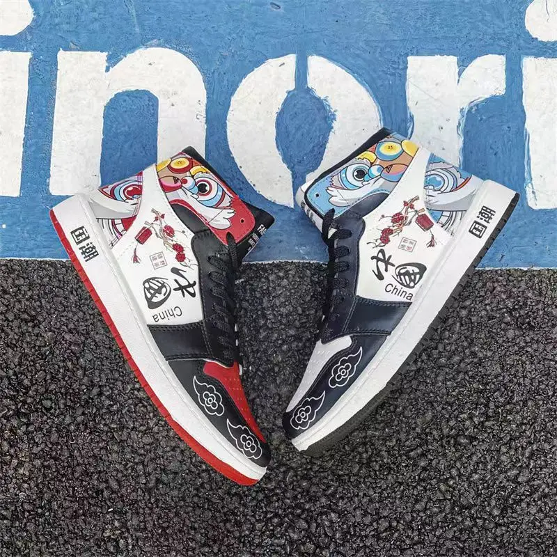 Anime Lion Dance Print Summer Men's Shoes Breathable High-top Board Shoes Men's Sports Youth Chinese Style Fashion Shoes 
Anime Lion Dance Print Summer Men's Shoes Breathable High-top Board Shoes Men's Sports Youth Chinese Style Fashion Shoes