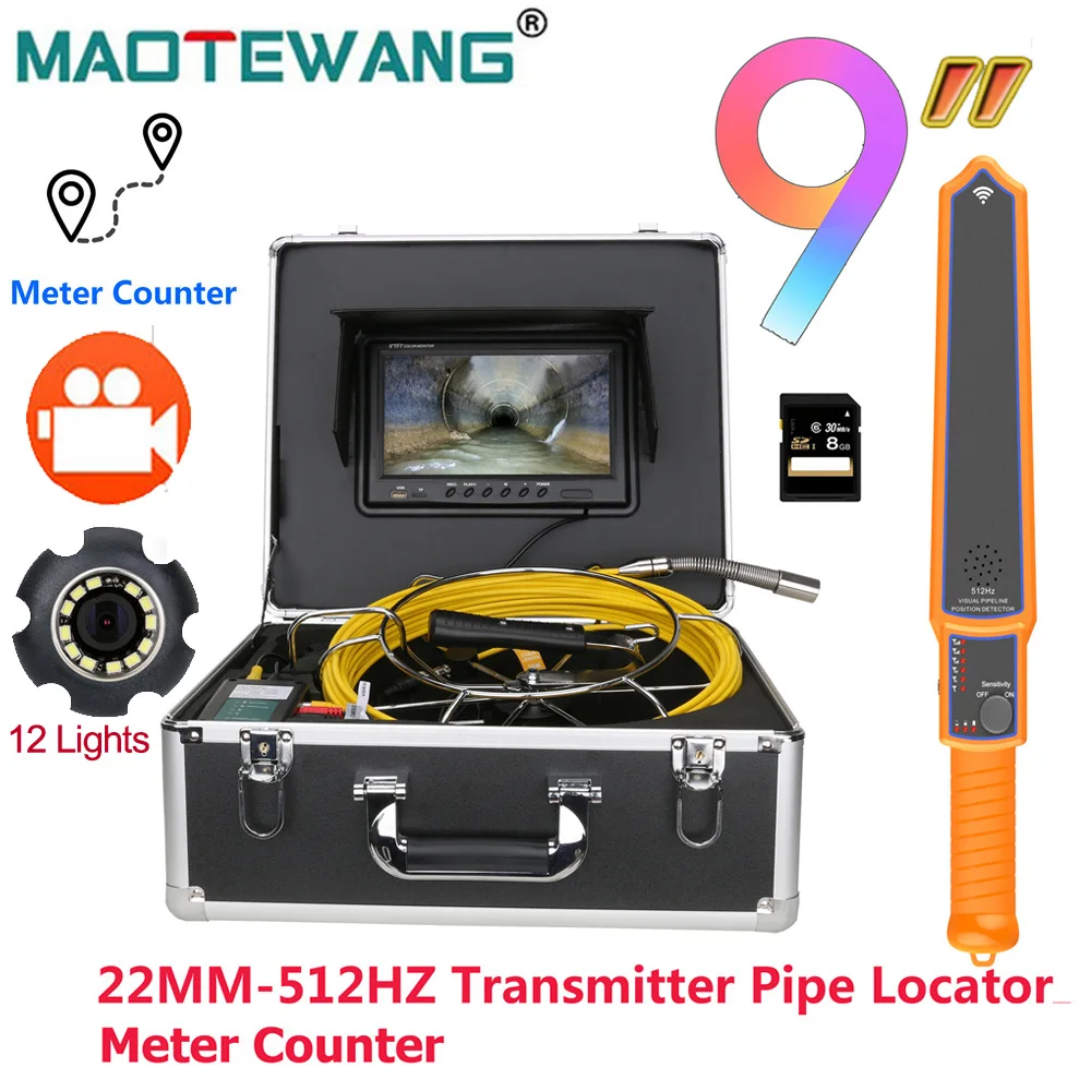 MAOTEWANG 9" DVR Meter Counter Inspection Endoscope 1000TVL Camera For Sewer Industrial Pipeline Check With 512HZ Pipe Locator
MAOTEWANG 9" DVR Meter Counter Inspection Endoscope 1000TVL Camera For Sewer Industrial Pipeline Check With 512HZ Pipe Locator