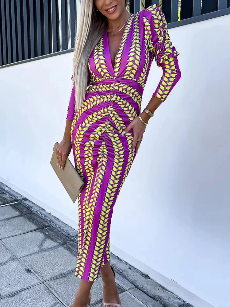 HuaYang Loungewear Sheath Dress Women Spring Summer Slim Fit Long Sleeve Deep V-Neck Printing Ladies
HuaYang Loungewear Sheath Dress Women Spring Summer Slim Fit Long Sleeve Deep V-Neck Printing Ladies