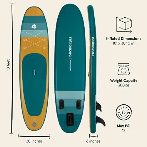 

Plus 10' Inflatable Stand Up Paddleboard Double Layer PVC iSUP Bundle w/Carrying case, 3 Piece Adjustable Aluminum Paddle, 3 Bik
